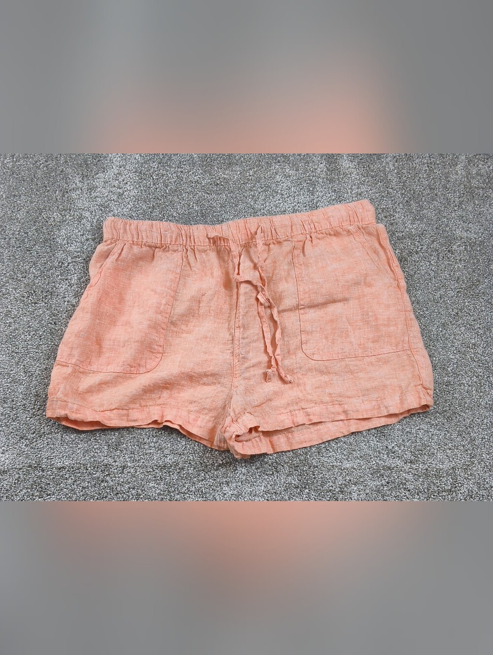 C&C CALIFORNIA Shorts 100% Linen Size XL Elastic Waist Peach Orange